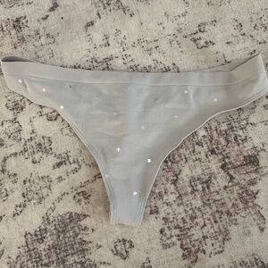 NWT Victoria's Secret Gray With Stars Thong